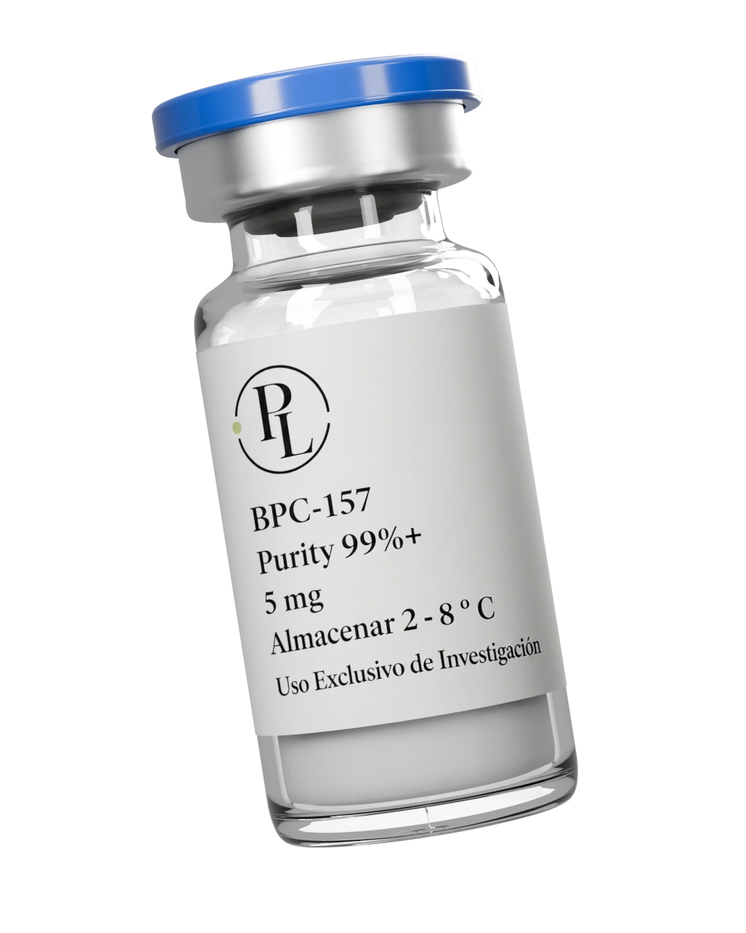 Vial de BPC-157, película de producto en 3D