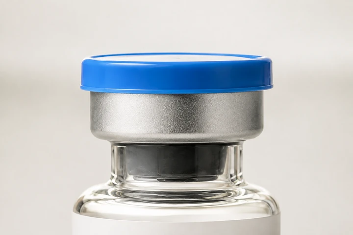 Macro del cuello y cierre de un vial
